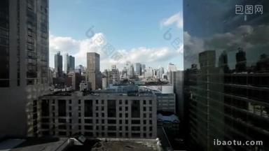 城市天际线摩天大楼塔城市景观空中查看纽约纽约